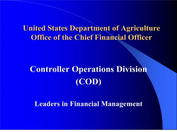 united states department of agriculture office of the chief financial officer