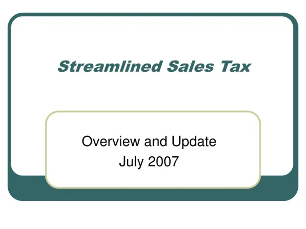Streamlined Sales Tax
