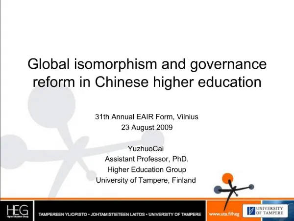 Global isomorphism and governance reform in Chinese higher education