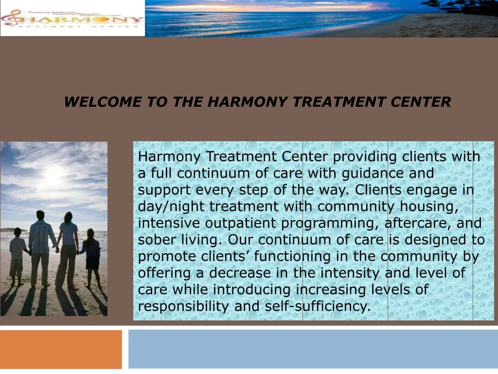 welcome to the harmony treatment center