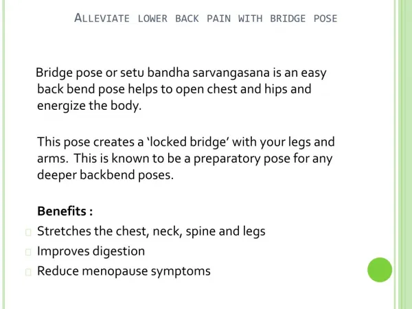Bridge Pose Health Benefits