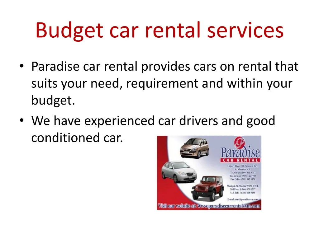 budget car rental services