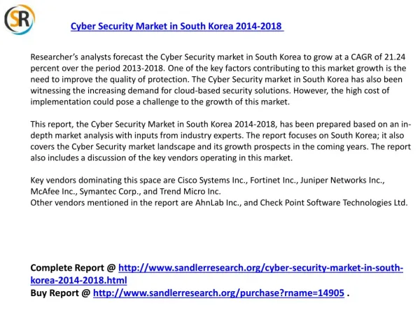 2018 Cyber Security Market in South Korea Analysis and Forec