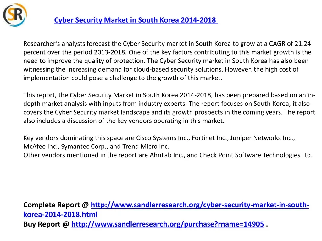 cyber security market in south korea 2014 2018