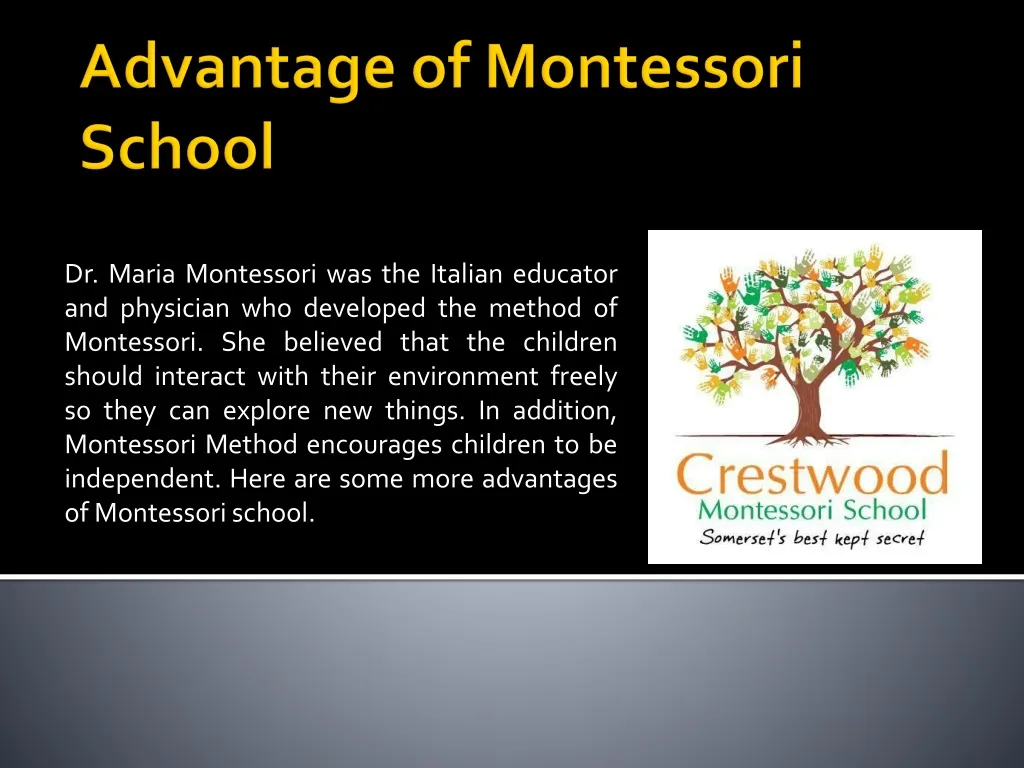 advantage of montessori school