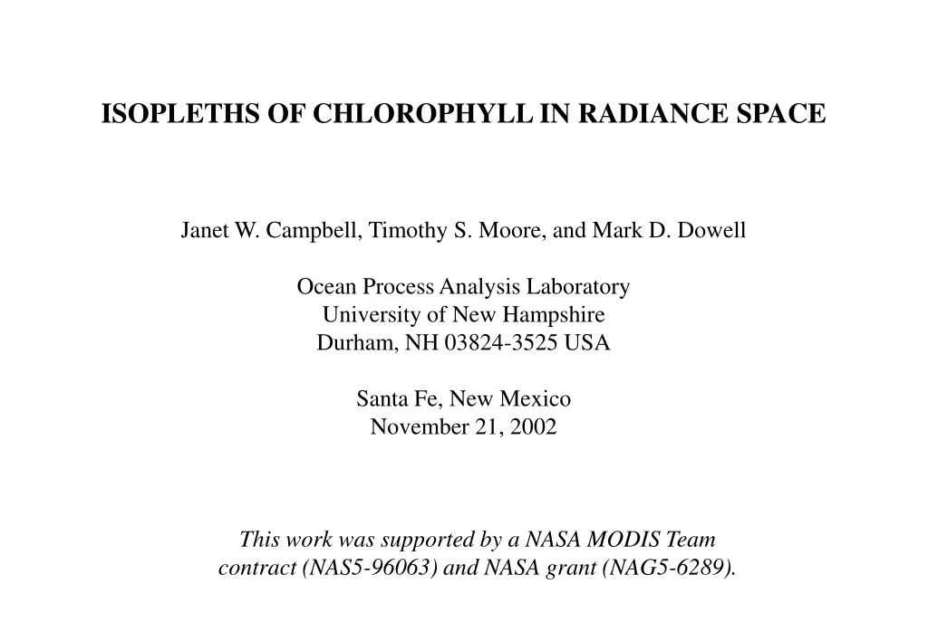 isopleths of chlorophyll in radiance space