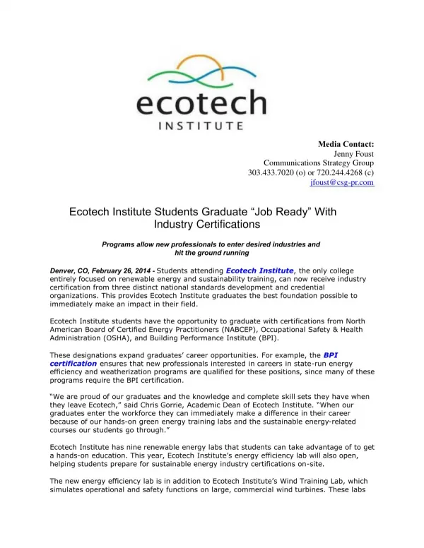 Ecotech Institute Students Graduate