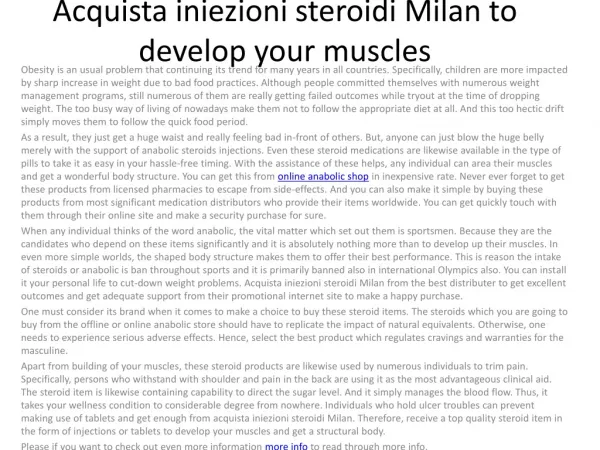 Acquista iniezioni steroidi Milan