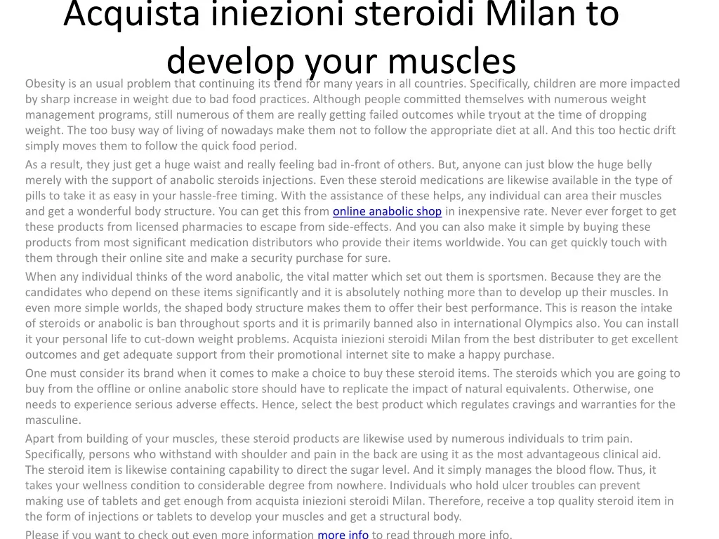 acquista iniezioni steroidi milan to develop your muscles