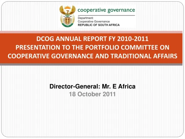 Director-General: Mr. E Africa 18 October 2011