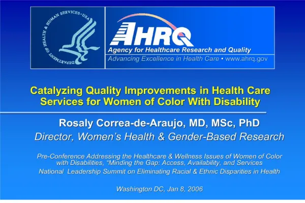 catalyzing quality improvements in health care services for women of color with disability