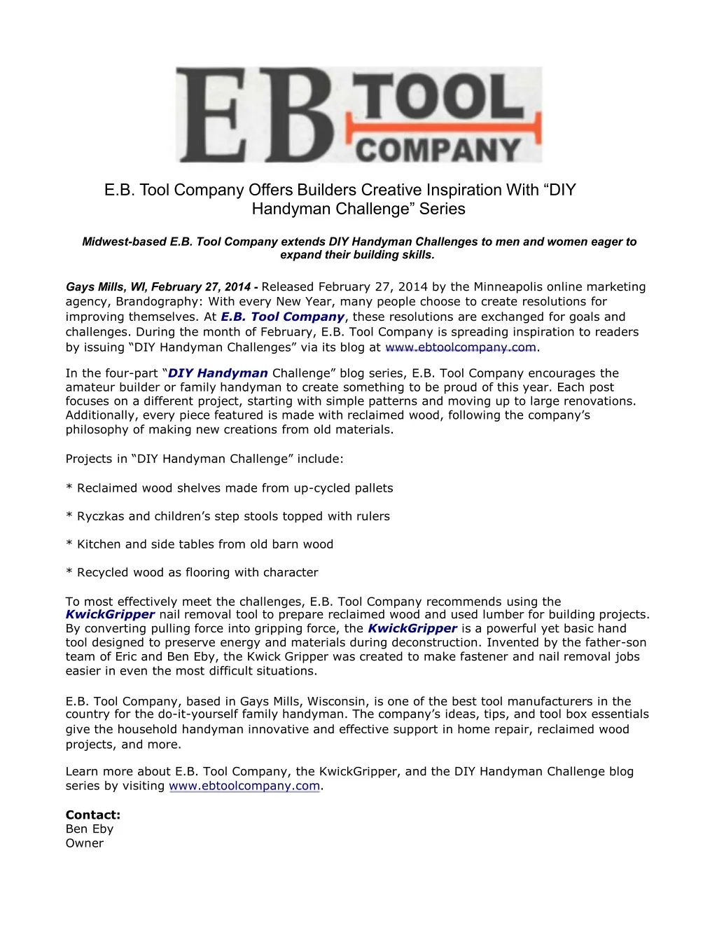 e b tool company offers builders creative