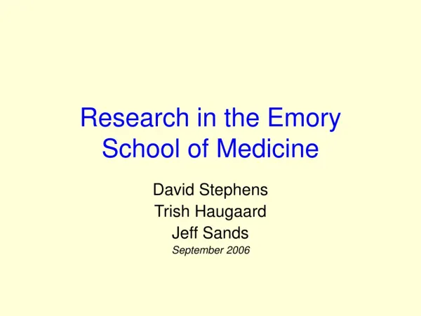 Research in the Emory School of Medicine