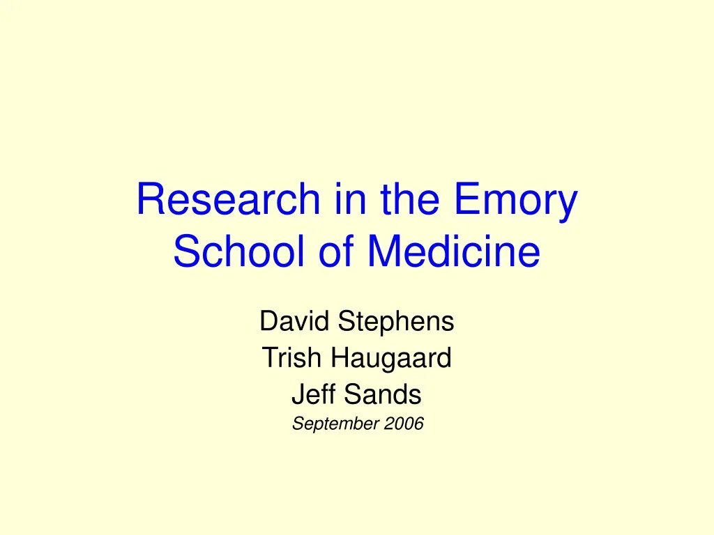 research in the emory school of medicine