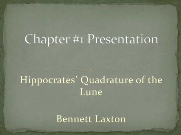 Chapter #1 Presentation