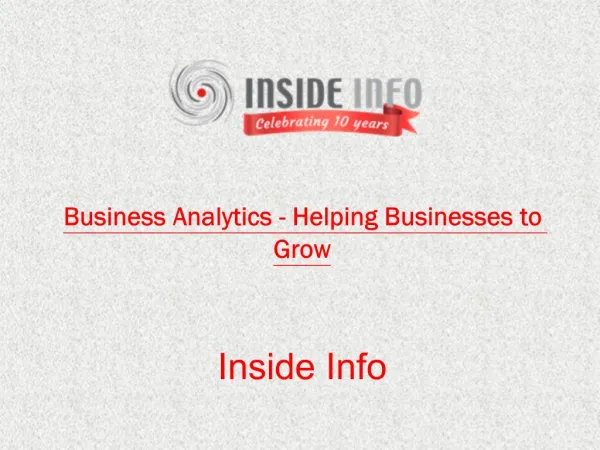 Business Analytics - Helping Businesses to Grow