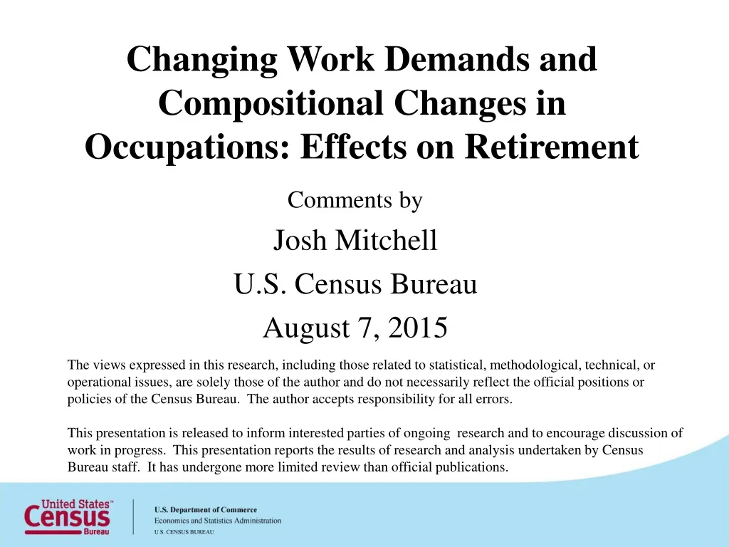 changing work demands and compositional changes in occupations effects on retirement