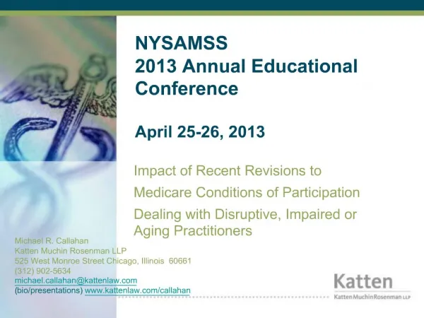 NYSAMSS 2013 Annual Educational Conference April 25-26, 2013