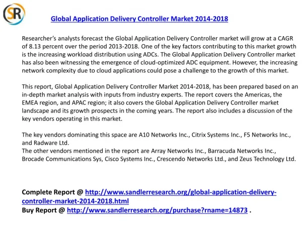 Global Application Delivery Controller Market 2018 Forecast