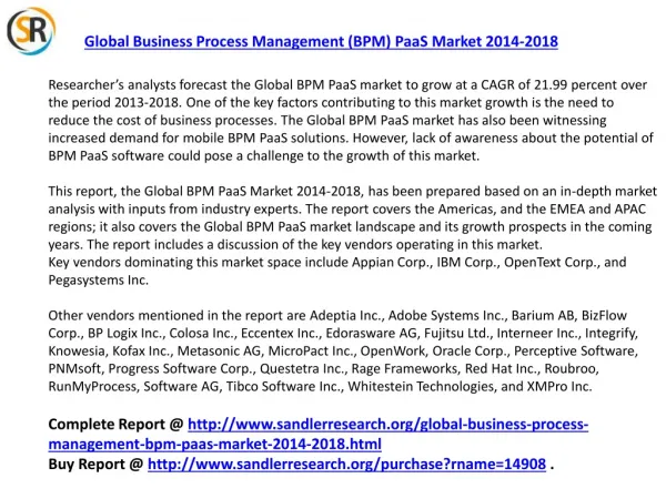 2018 Global Business Process Management PaaS Market Analysis