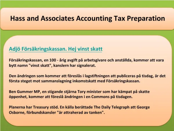 Hass and Associates Accounting Tax Preparation Adjö Försäkri