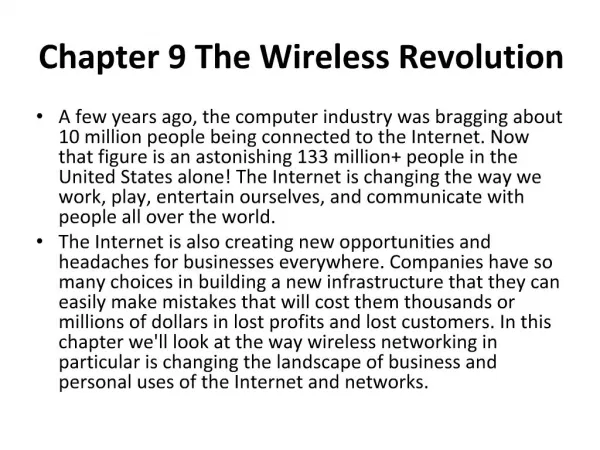 Chapter 9 The Wireless Revolution