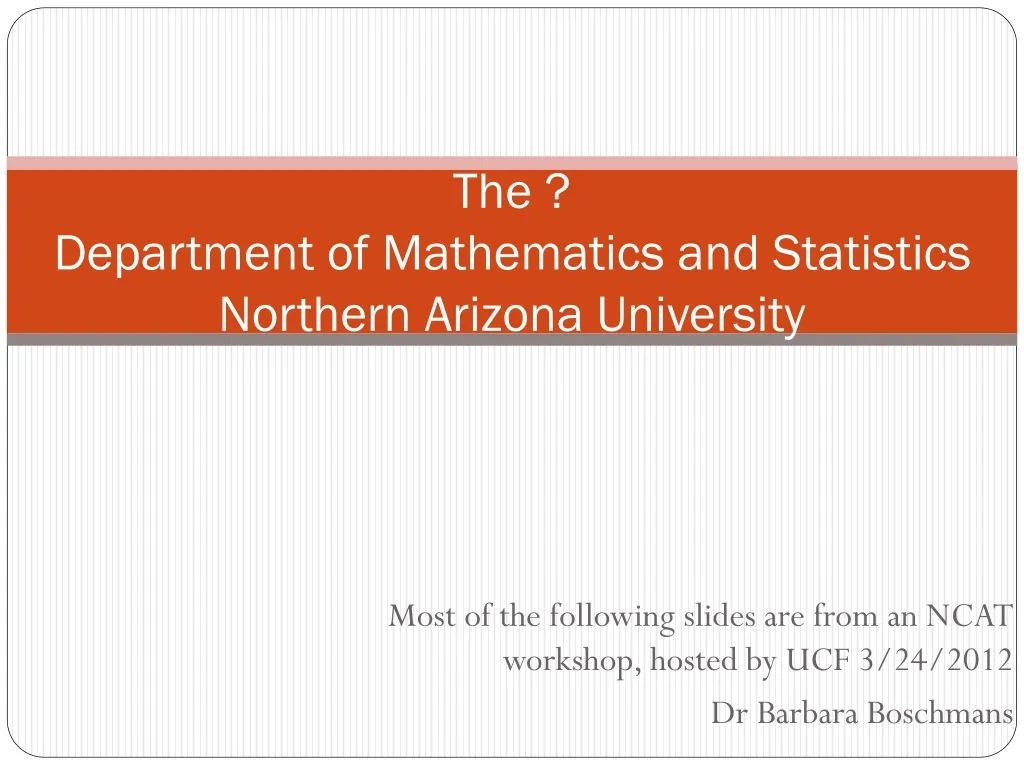 the department of mathematics and statistics northern arizona university
