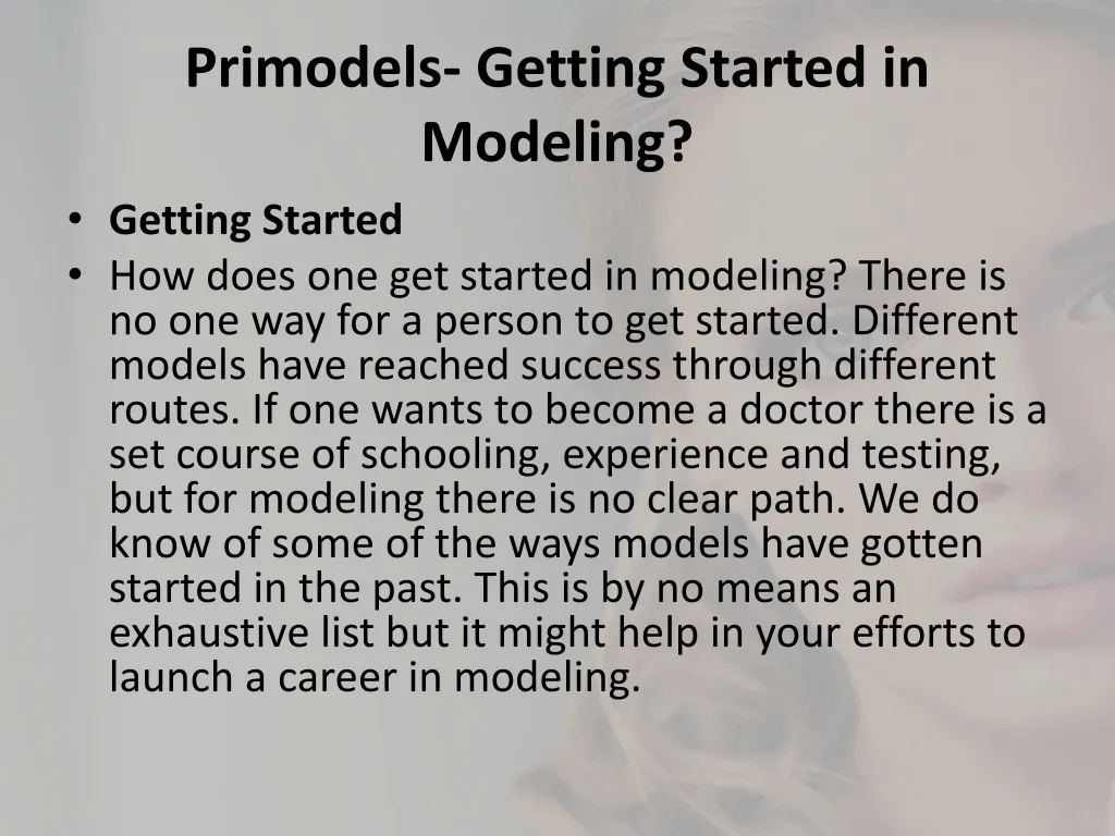 primodels getting started in modeling