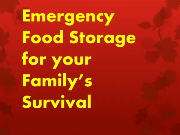 Emergency Food Storage for your Family