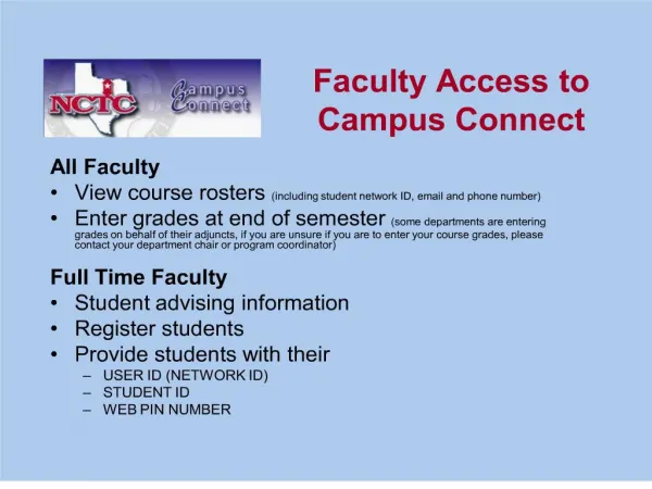 faculty access to campus connect