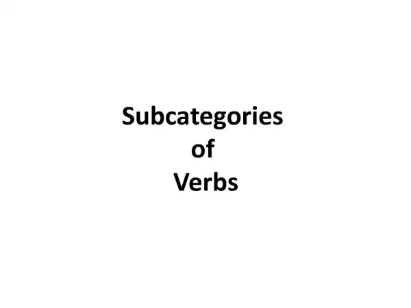 subcategories of verbs