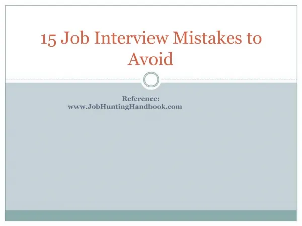 15 Job Interview Mistakes to Avoid