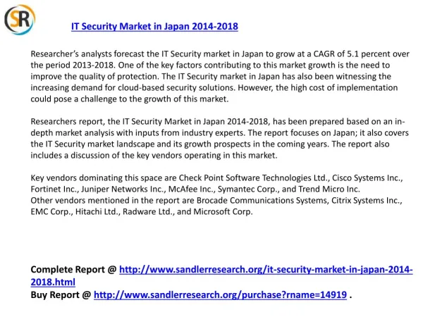 IT Security Market in Japan 2018 Forecast in Research Report