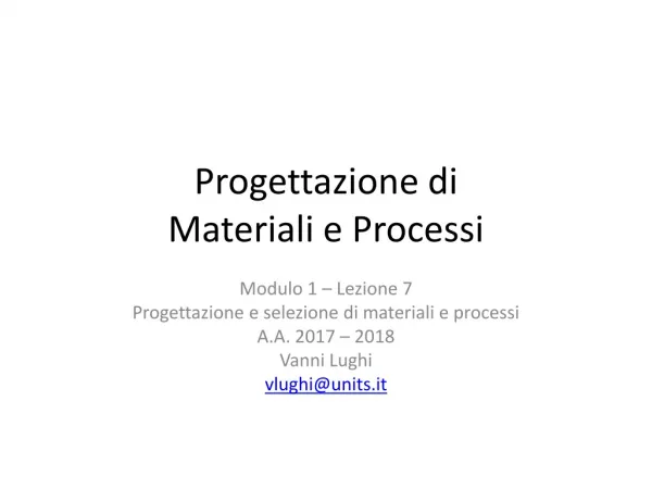 Progettazione di Materiali e Processi