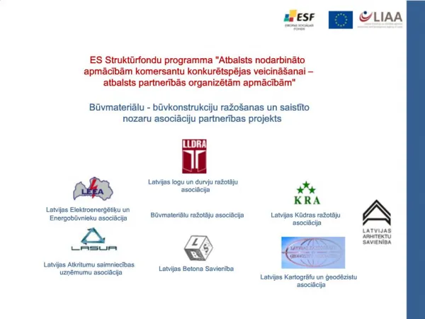 ES Strukturfondu programma Atbalsts nodarbinato apmacibam komersantu konkuretspejas veicina anai atbalsts partneribas