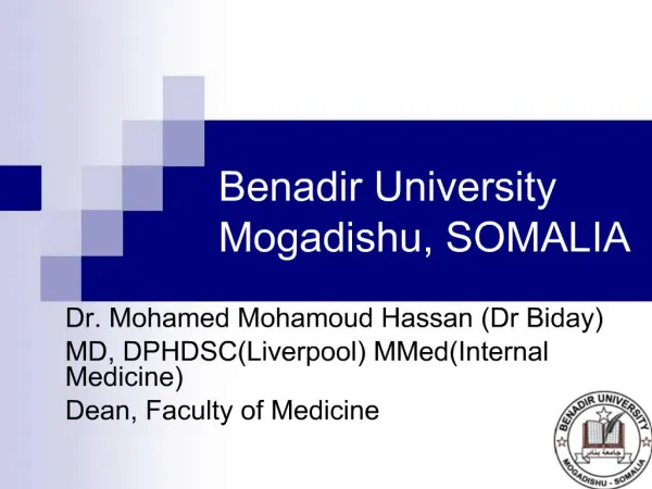 Benadir University Mogadishu, SOMALIA