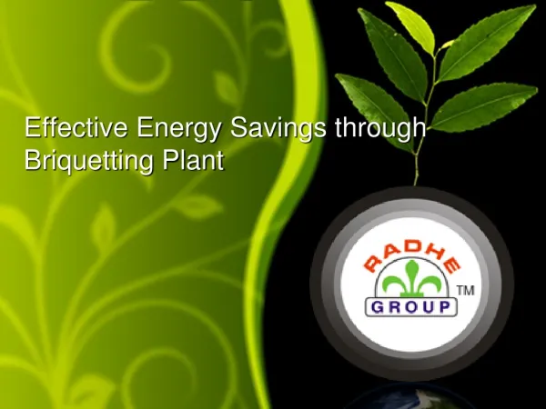 Effective Energy Savings through Briquetting Plant