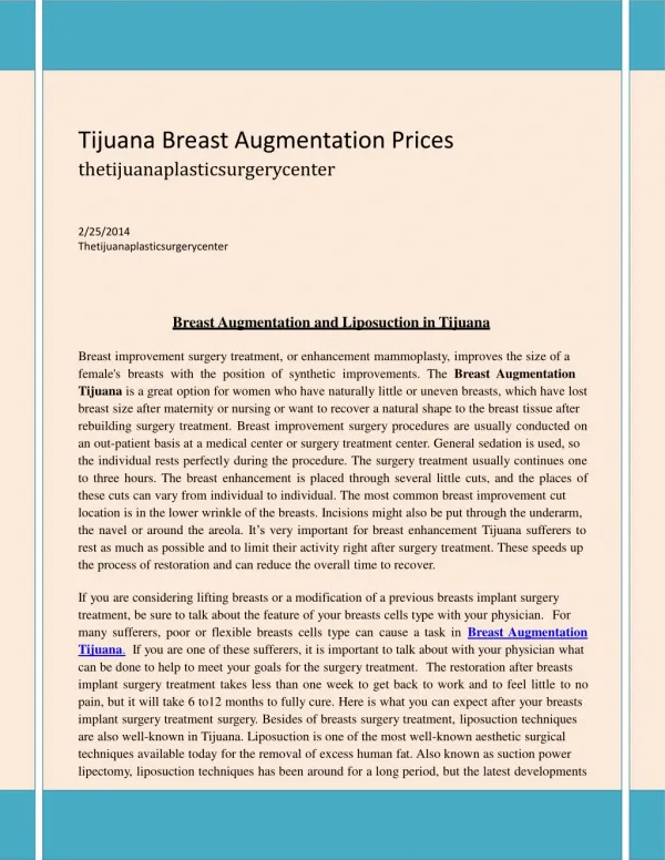 Tijuana Breast Augmentation Prices
