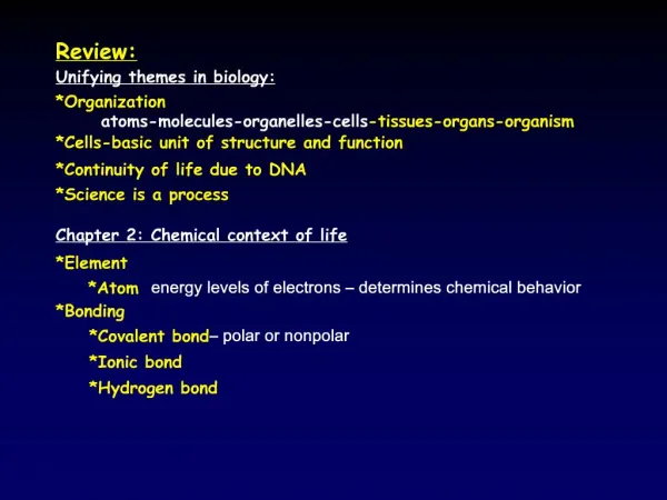 Unifying themes in biology: