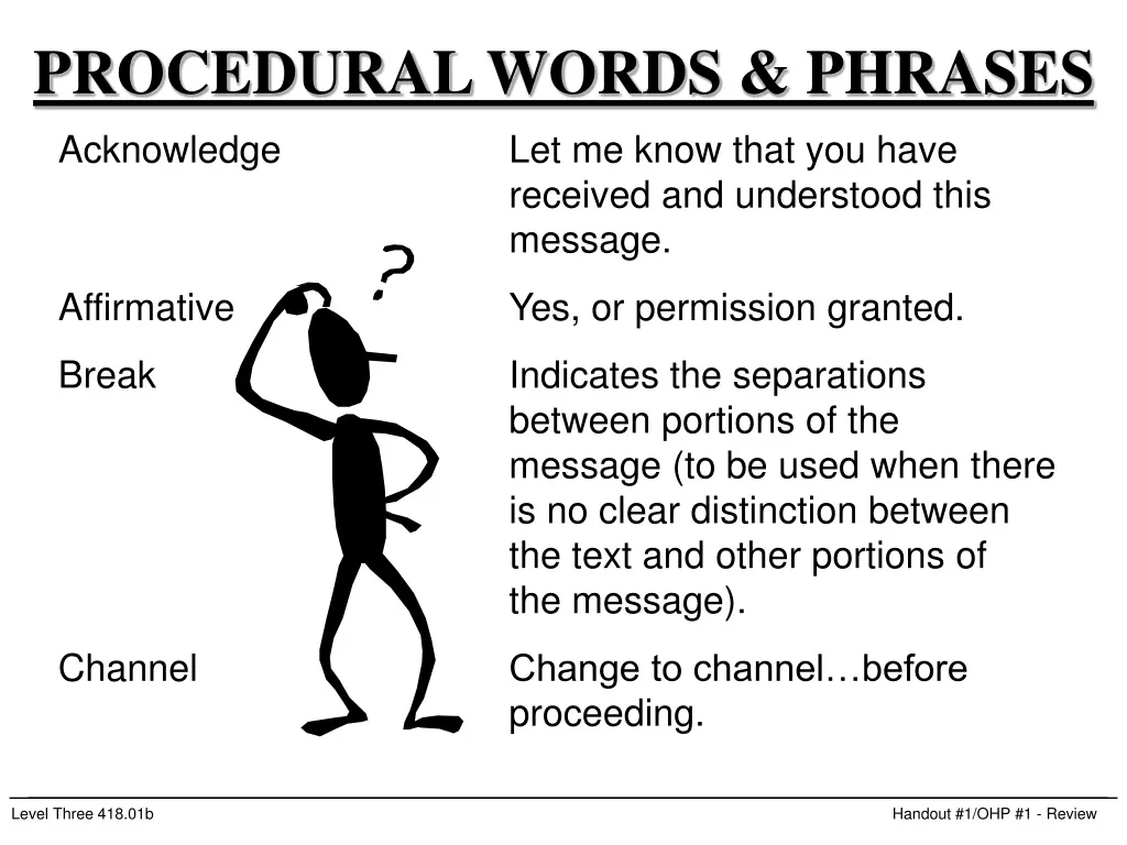 procedural words phrases