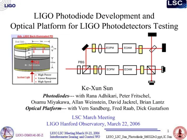 LIGO Photodiode Development and Optical Platform for LIGO Photodetectors Testing