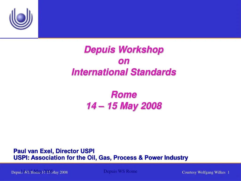 depuis workshop on international standards rome 14 15 may 2008