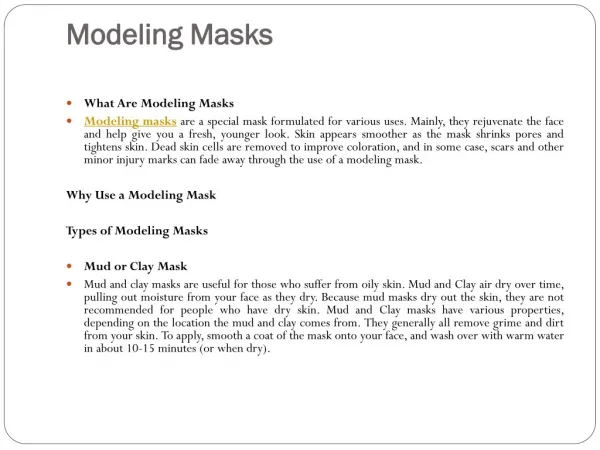 Modeling Masks