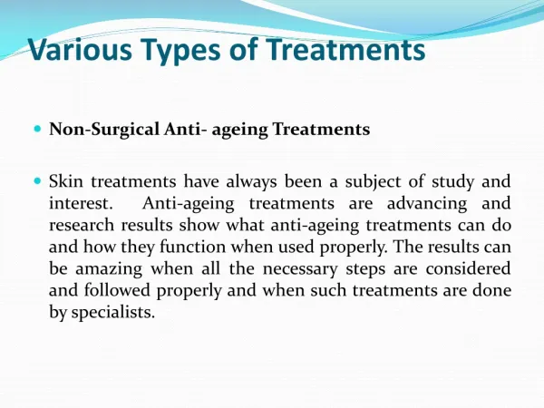 Various Types of Treatments