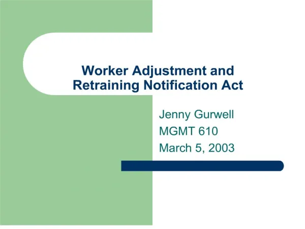 worker adjustment and retraining notification act