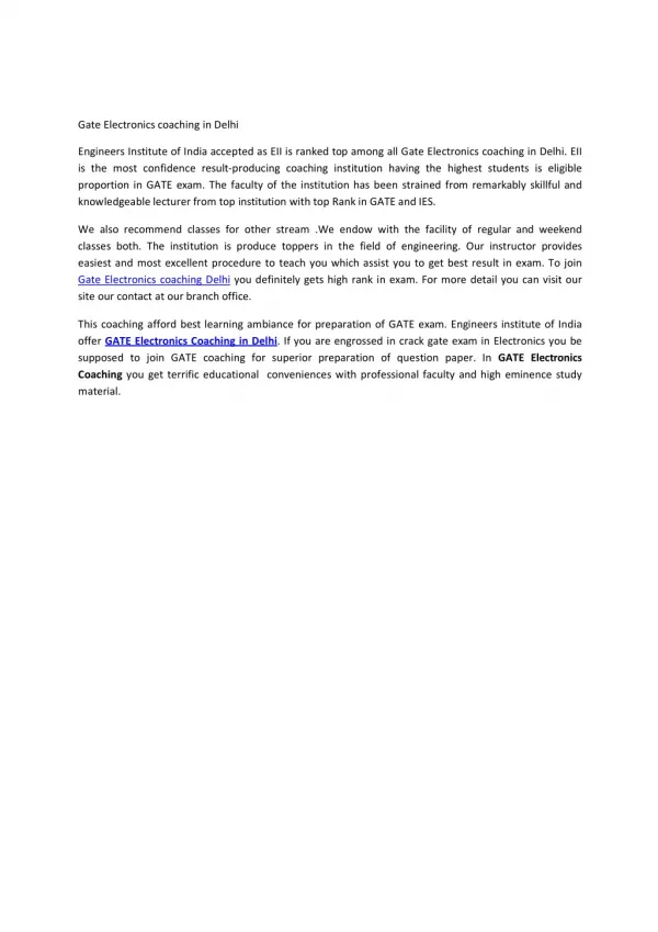 GATE Electronics Coaching in Delhi