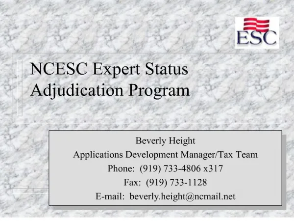 ncesc expert status adjudication program