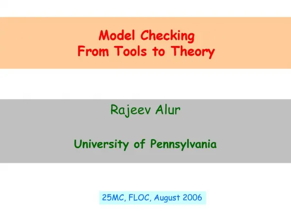 Model Checking From Tools to Theory