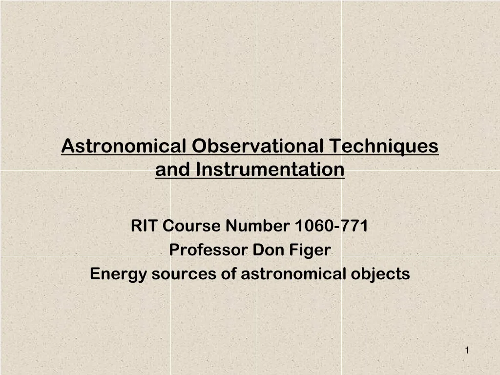 astronomical observational techniques and instrumentation