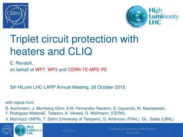 Triplet circuit protection with heaters and CLIQ